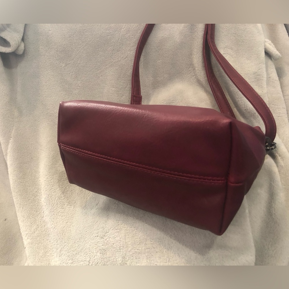 As New-Burgundy-Red Vegan Leather” Black Caviar” cross body handbag - Picture 5 of 16